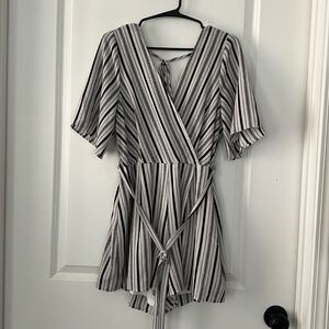 Black and white striped romper